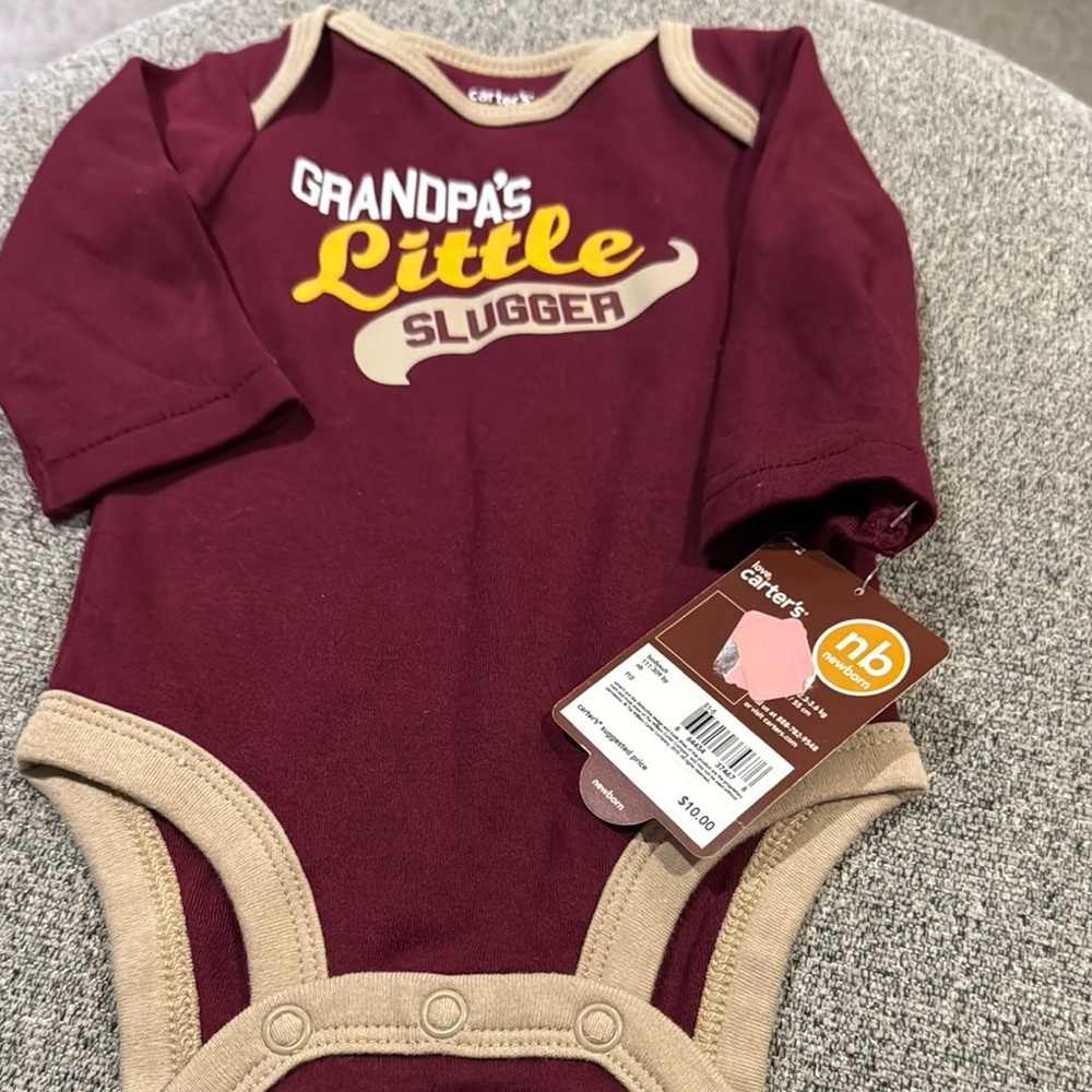 Carter's Maroon Grandpa's Little Slugger Kids One Piece